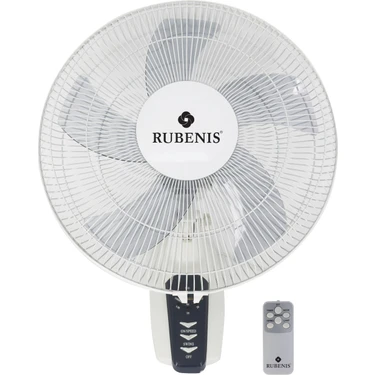 Rubenis Kumandalı Duvar Vantilatörü 75 W Beyaz Renk 40 cm Çaplı Güçlü Hava
