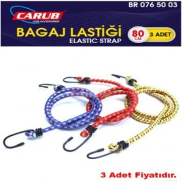 Carub Bagaj Lastiği 3'lü Paket 6 Kancalı 90