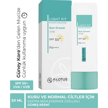 K-Lotus Beauty K-Lotus Light Fit Yüz ve Vücut Spf 50+ Nemlendirici Güneş Kremi 50ML (Kuru ve Normal