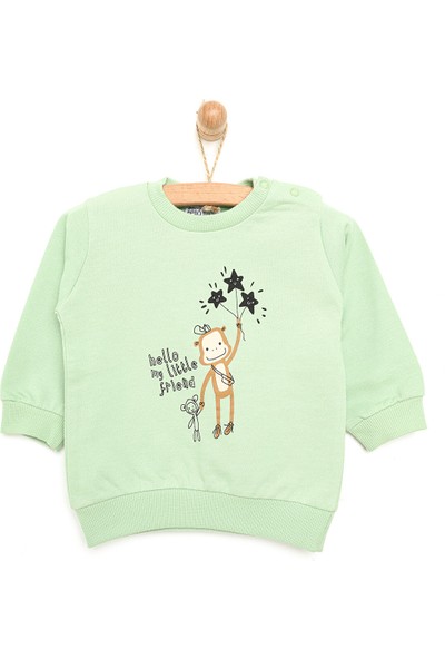 Hello Baby Hellobaby Basic Maymun Desenli Sweatshirt Erkek Bebek
