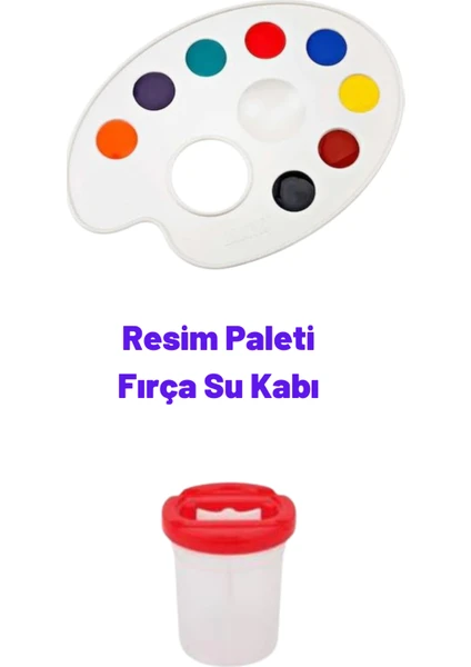 Resim Paleti, Su Fırça Kabı, Resim Seti, Boya Paleti Palet Balet Resim Fırça Kap