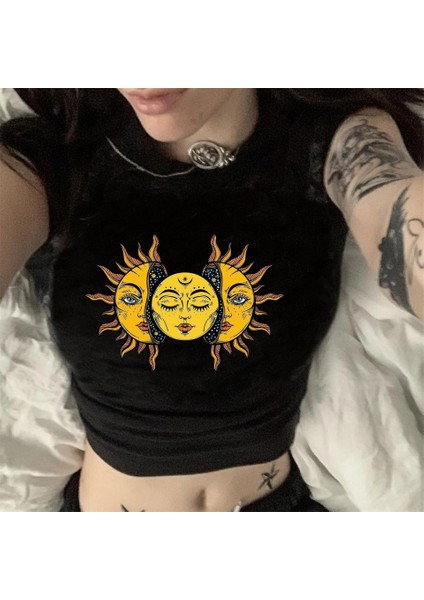 Sun And Moon Siyah Crop
