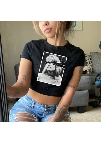 Fire Walk With Me Siyah Crop fiyatları