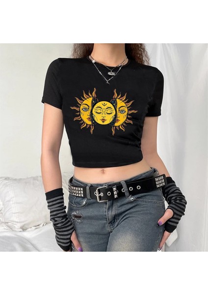 Sun And Moon Siyah Crop