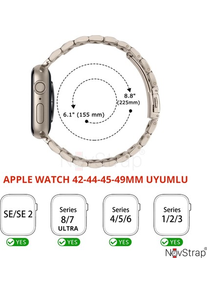 Apple Watch Seri 7/8/9 45mm Kordon Starlight Yıldız Işığı Klasik Metal Paslanmaz Çelik fiyatları