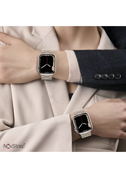 Apple Watch Seri 7/8/9 45mm Kordon Starlight Yıldız Işığı Klasik Metal Paslanmaz Çelik indirimleri