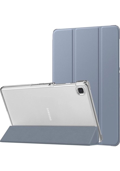 Samsung Galaxy Tab A7 Lite 8.7 Inç SM-T220 Tablet Kılıfı Akıllı Smart Uyku Modlu Katlanabilir Şeffaf Renkli Arka Kapak