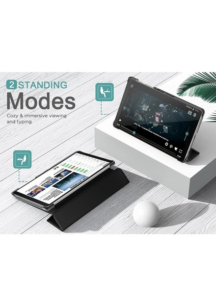 Samsung Galaxy Tab A7 Lite 8.7 Inç SM-T220 Tablet Kılıfı Akıllı Smart Uyku Modlu Katlanabilir Şeffaf Renkli Arka Kapak indirimleri