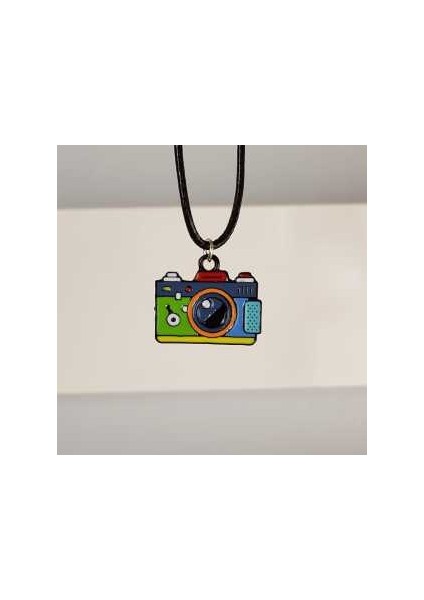 Mineli Rengarenk Fotoğraf Makinesi Kolye