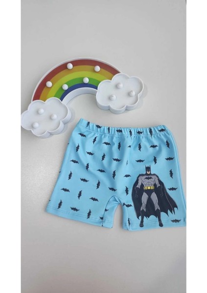 Erkek Çocuk Şort Boxer Mayo Dijital Baskılı Deniz Havuz Mayosu Batman Desen