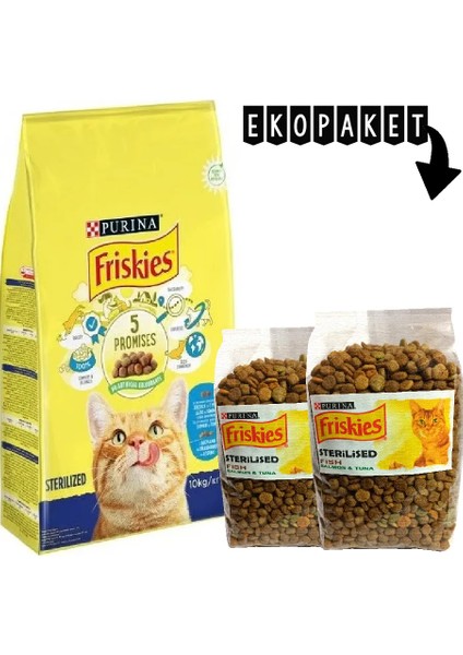 Purina Friskies Somonlu ve Sebzeli Kısırlaştırılmış Kedi Maması Ekopaket