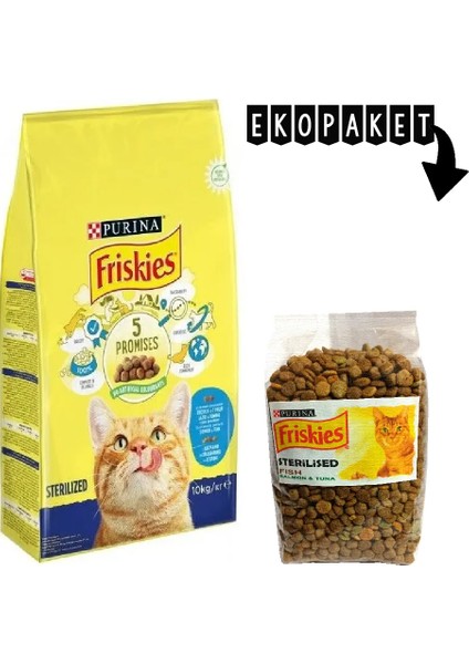 Purina Friskies Somonlu ve Sebzeli Kısırlaştırılmış Kedi Maması Ekopaket fiyatları