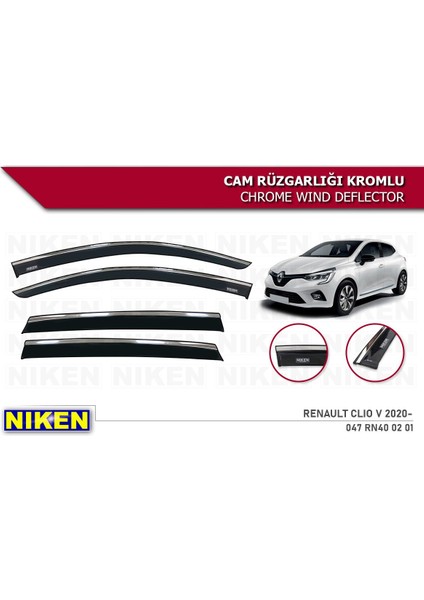 Renault Clio 5 Cam Rüzgarlığı Kromlu 2020+  Niken