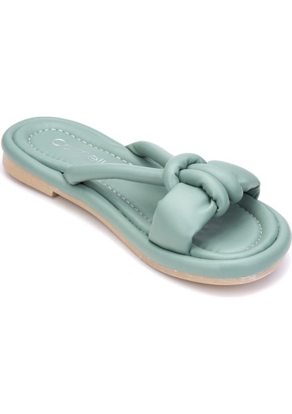 Günlük Kadın Puf Terlik Yumuşak Taban Hafif Esnek Pofuduk Kurdeleli Yazlık Rahat Sandalet 026