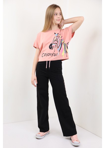 Kız Çocuk Colorful Zebra Baskılı Eşofman Takım