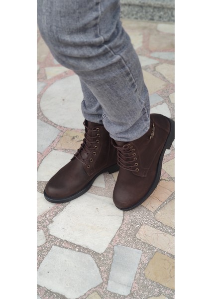 Gerçek Deri Erkek Koyu Kahve Harley Model Bot ( 3517) - Koyu Kahve - 41 - ST00587-KOYU Kahve-41