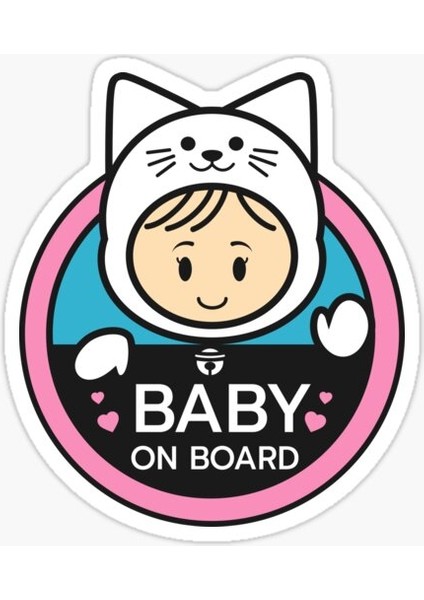 Arabada Bebek Var Baby On Board Sticker Yapıştırma 19CM Md7