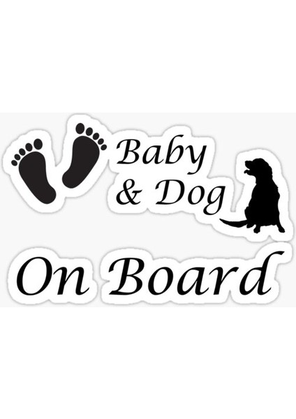 Arabada Bebek ve Köpek Var Sticker Etiket 19CM Md3