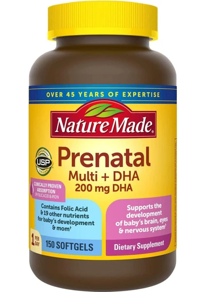 Nature Made Prenatal Multi + Dha 200 mg 150 Softgels