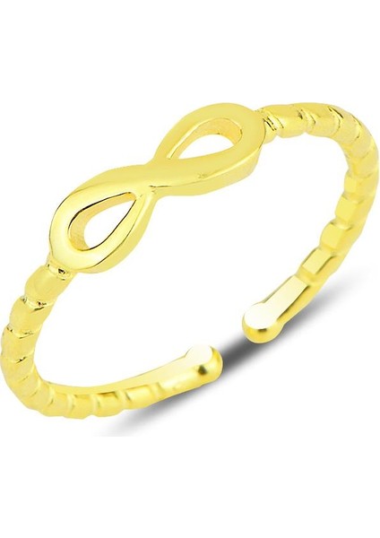 Gümüş Altın Yaldızlı Sonsuzluk Modeli Ayarlamalı Yüzük