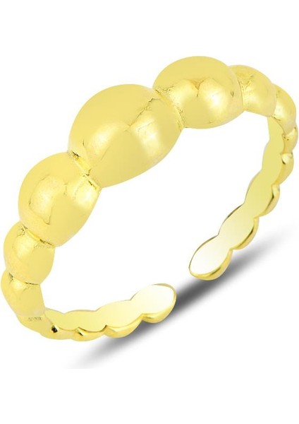 Gümüş Altın Yaldızlı Ayarlamalı Yüzük