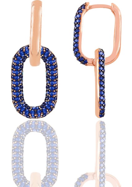 Gümüş Rose Safir Taşlı Sallantılı Trend Küpe fiyatları