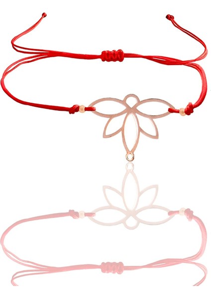 Gümüş Rose Lotus Yaşam Çiçeği Kırmızı Ipli Bileklik fiyatları