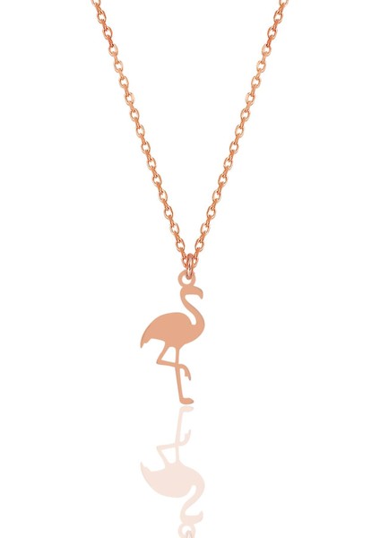 Gümüş Rose Flamingo Kolye