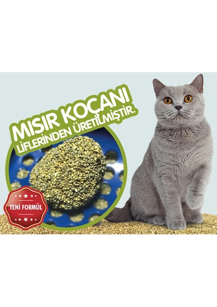 Mısır Koçanı Granülü Topaklaşan Doğal Kedi Kumu 8 Lt