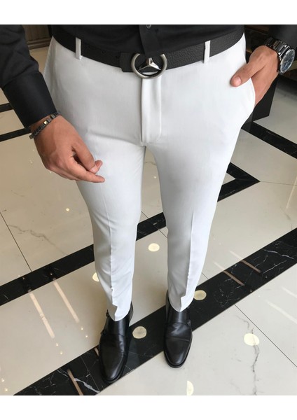 Italyan Stil Slim Fit Erkek Kumaş Pantolon Gri T9725