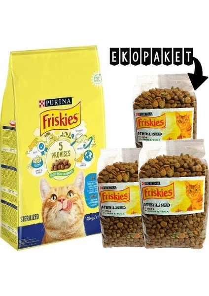 Purina Friskies Somonlu ve Sebzeli Kısırlaştırılmış Kedi Maması 3kg Ekopaket
