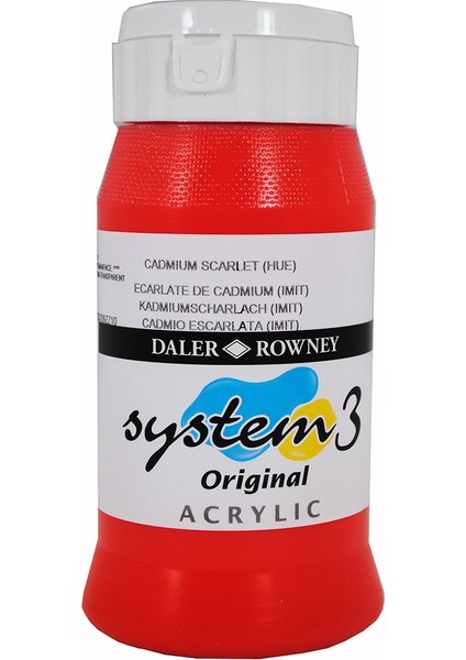 System 3 Akrilik Boya 500ML 511 Cadmium Scarlet Hue modelleri