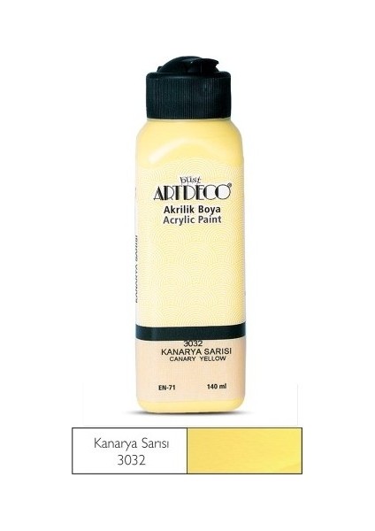 Kanarya Sarısı Artdeco Yeni Formül Akrilik Boya 140 ml