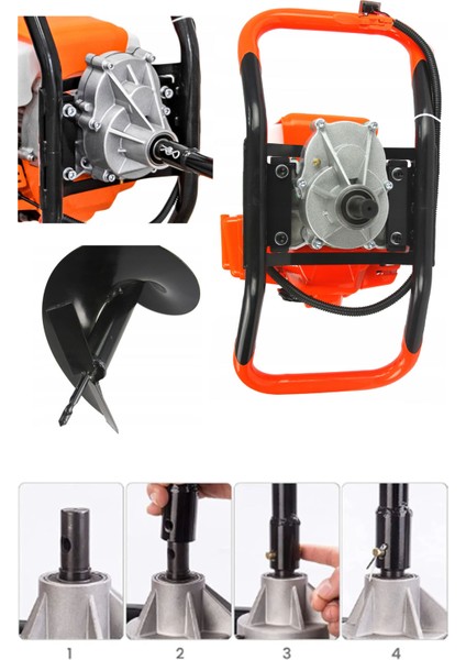 Gd520 52Cc 3Hp Metal Dişli Şanzuman Benzinli Toprak Burgu Makinesi Fidan Dikme Makinesi Motorlu 20Cm modelleri