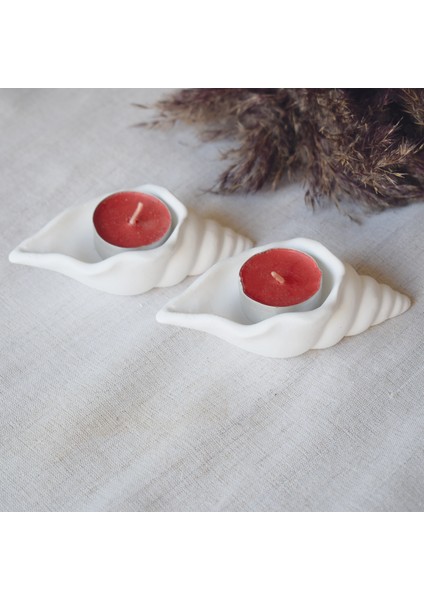 Deniz Kabuğu 2'li Tealight Mumluk - Takı Tabağı