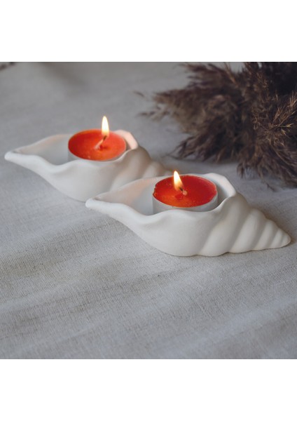 Deniz Kabuğu 2'li Tealight Mumluk - Takı Tabağı