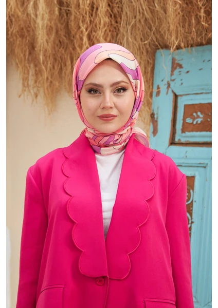 Yeni Twist Desen Pamuk Viskon Eşarp Pembe 1133-01