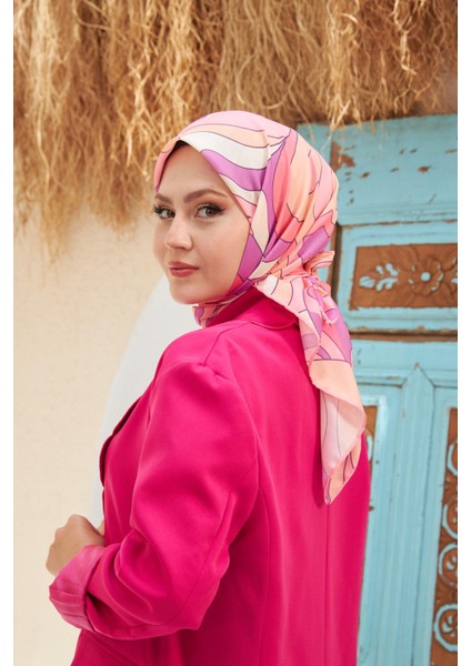 Yeni Twist Desen Pamuk Viskon Eşarp Pembe 1133-01