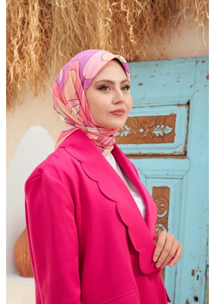 Yeni Twist Desen Pamuk Viskon Eşarp Pembe 1133-01