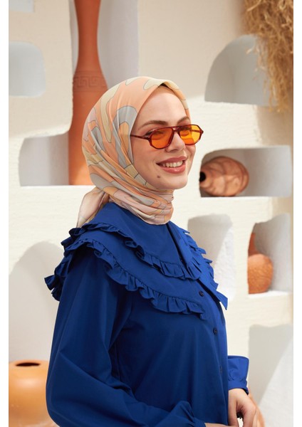 Yeni Twist Desen Pamuk Viskon Eşarp Somon 1133-12