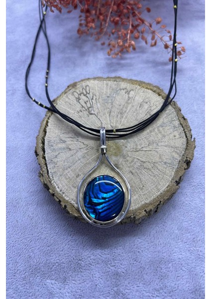 Nsa Okyanus Sedefi Taşı Gümüş Kolye 925 Ayar Doğal Taş