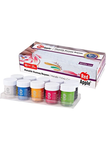 Metalik Kumaş Boyası 10 Renk x 25 Ml. Set