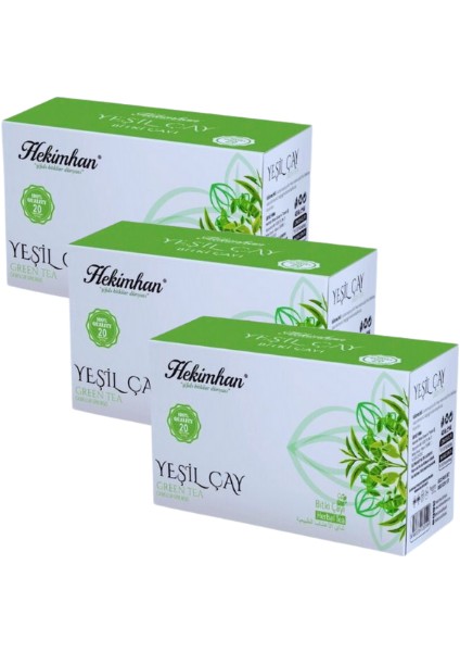 Yeşil Çay 3 Paket 20 x 3'lü Süzen Poşet