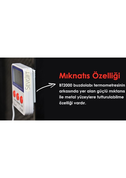 St - 2000 Alarmlı Ve Mıknatıslı Buzdolabı Termometresi Kablolu