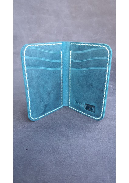 Ocean Craft Deri Dikey Kartlık Turkuaz