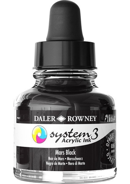 System 3 Sıvı Akrilik Mürekkep Boya 29.5 ml 036 Mars Black