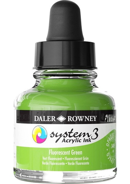 System 3 Sıvı Akrilik Mürekkep Boya 29.5 ml 349 Flourecent Green