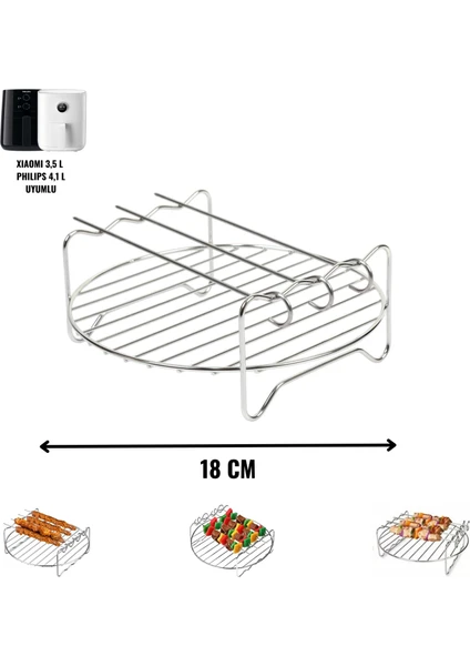 Tüm Fritözler İle Uyumlu Çelik Air Fryer Şiş Izgarası