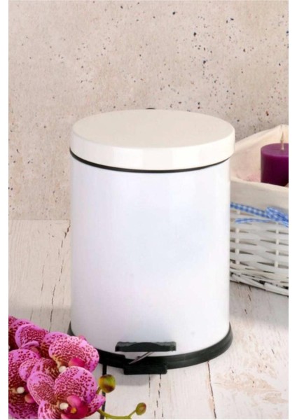 Çelik Metal 5 Litre Pedallı Çöp Kutusu Çöp Kovası Beyaz fiyatları