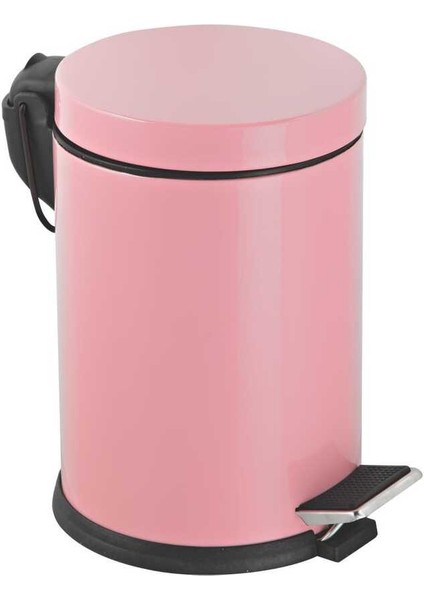 Metal Çelik 3 Litre Pedallı Çöp Kovası Pembe Çöp Kutusu